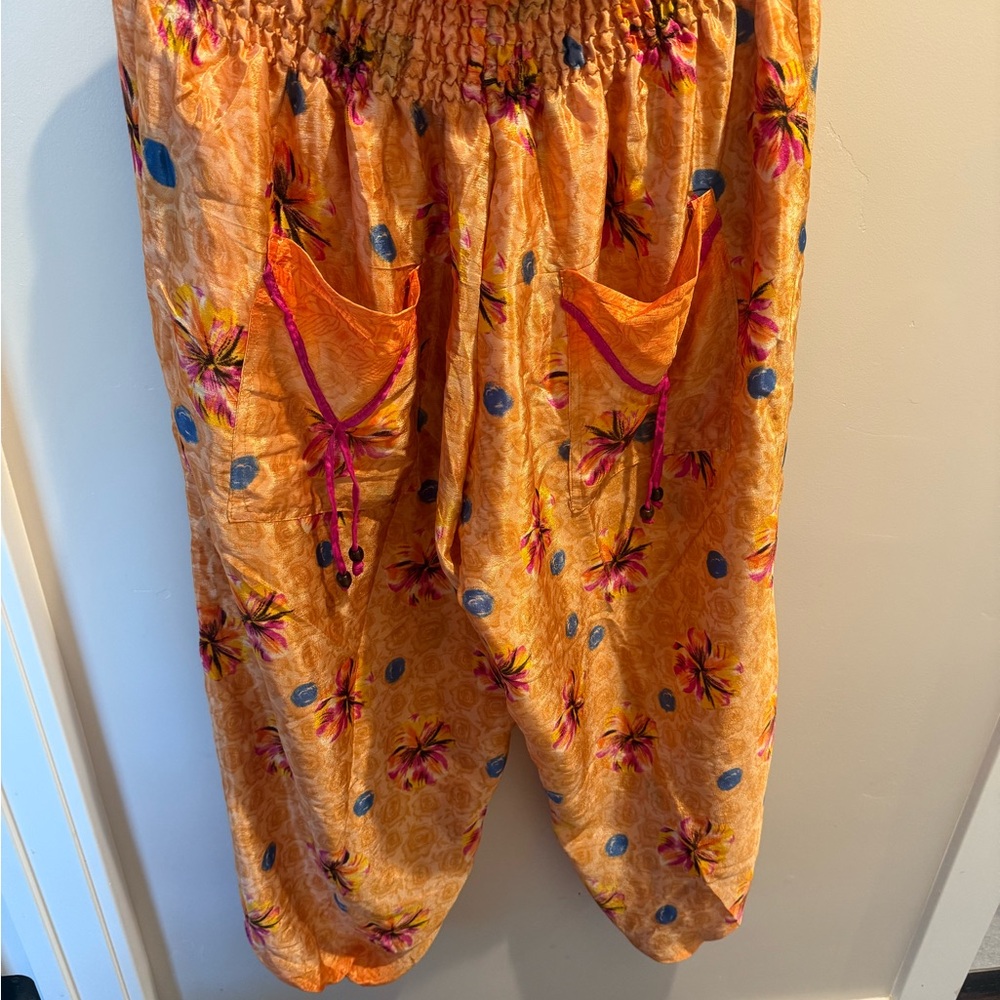 Vibrant Orange Floral Pants